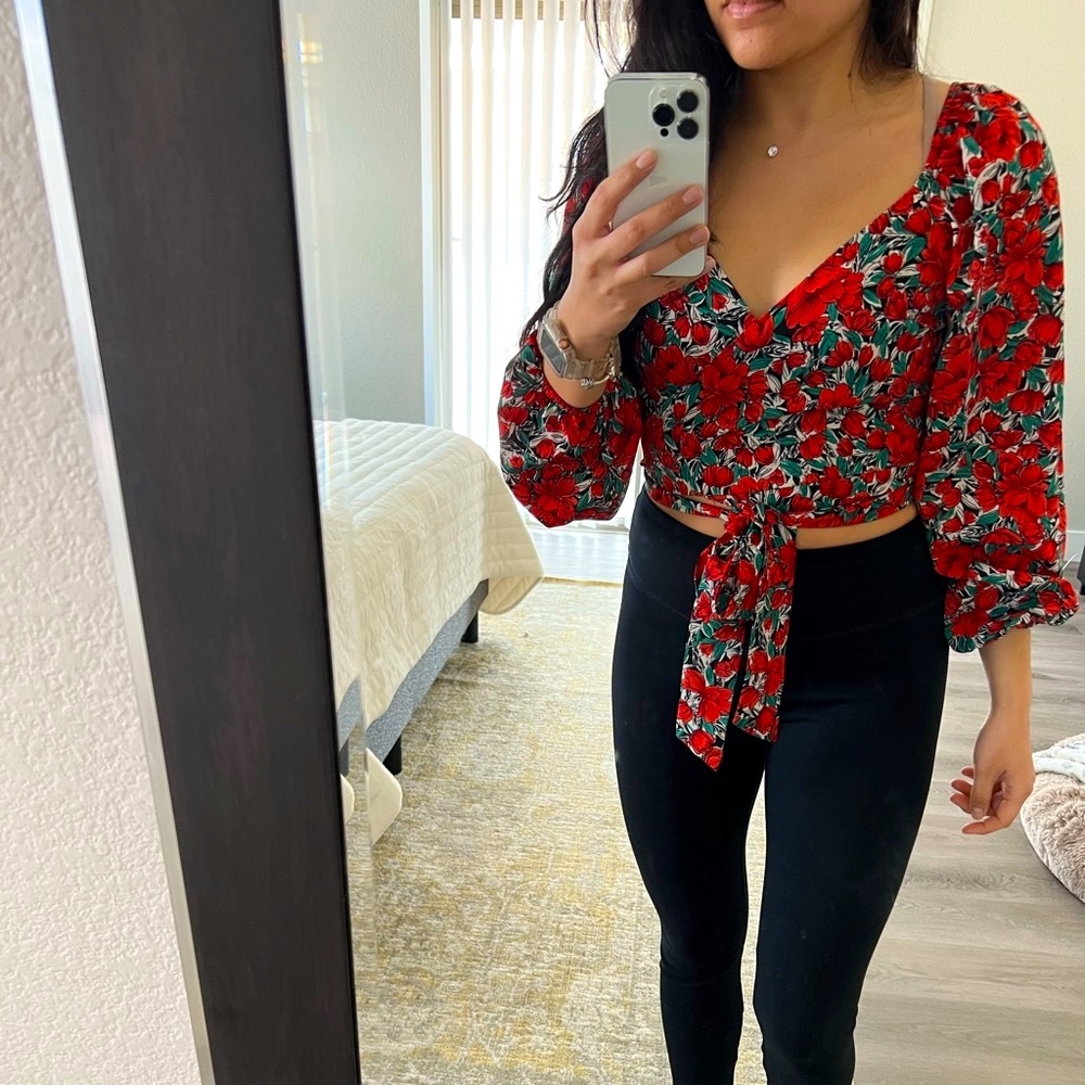 Floral Wrap Top